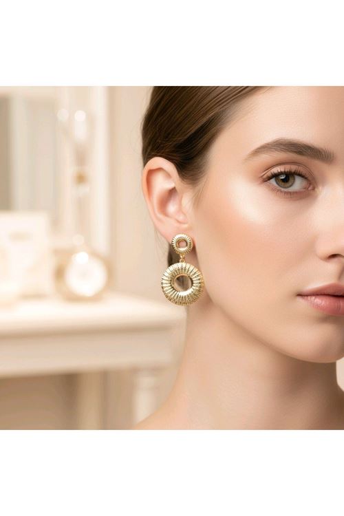 Gold Sallantılı Çember Küpe