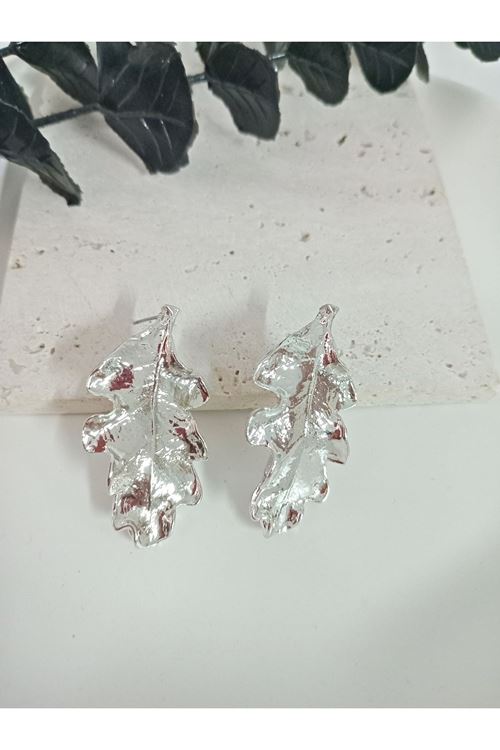 Gümüş Yaprak Kadın Küpe