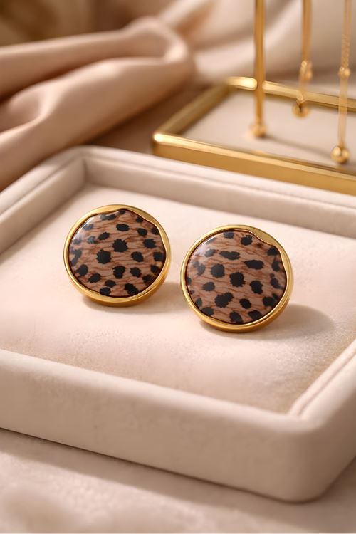 Gold İthal Leopar Küpe, Çok Hafif