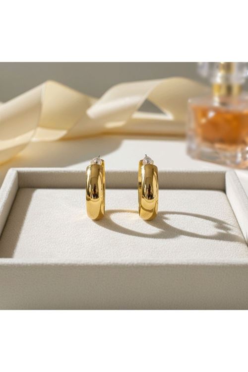 Gold 3cm Geniş Halka Küpe