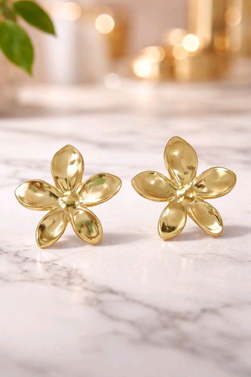 Gold Çiçek Küpe