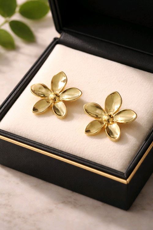 Gold Çiçek Küpe