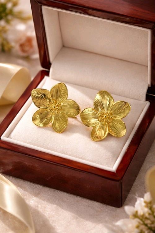 Gold Çiçek Küpe