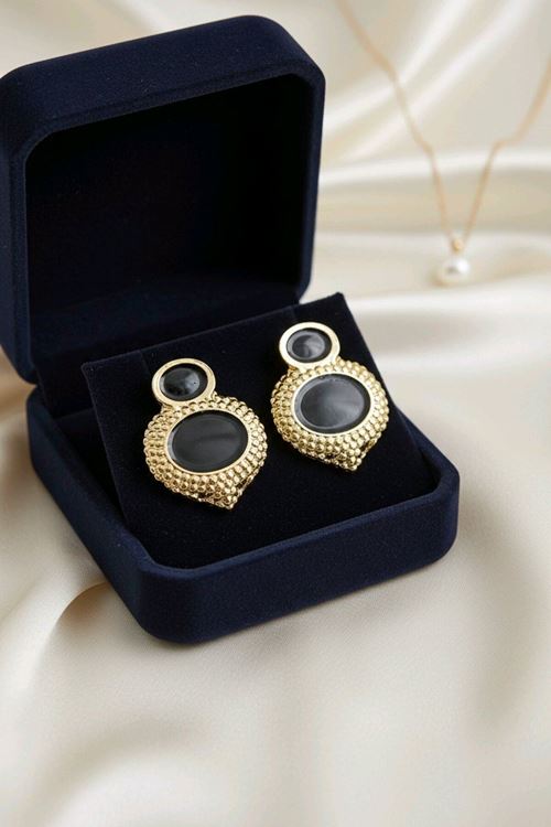 Gold SiyahSedef Küpe