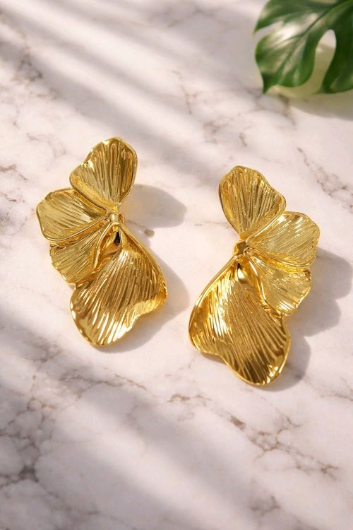 Gold Yarım Yaprak Küpe, Çok Hafif