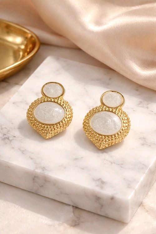 Gold Beyaz Küpe