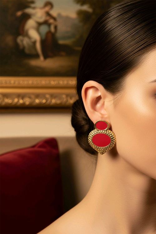Gold Bordo Küpe
