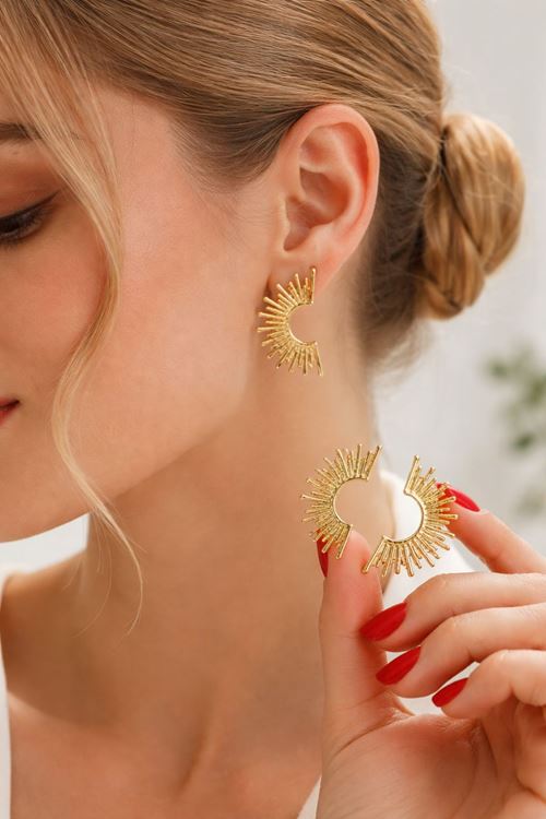 Gold Yarım Ay Küpe