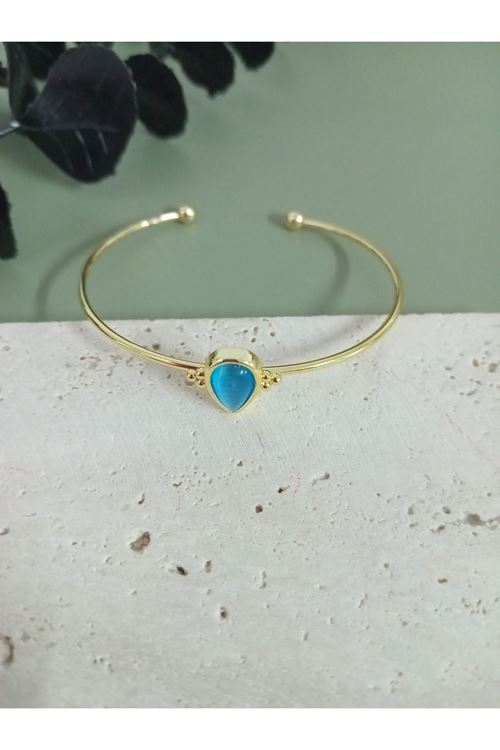 Gold Mavi Damla Taşlı Çıtır Bilezik