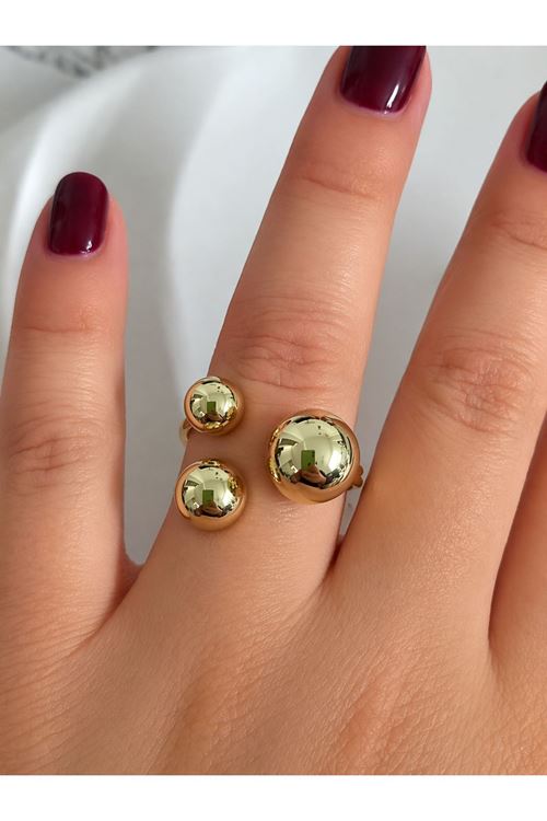 Çelik Gold 3 Topçuklu Yüzük, Ayarlanabilir