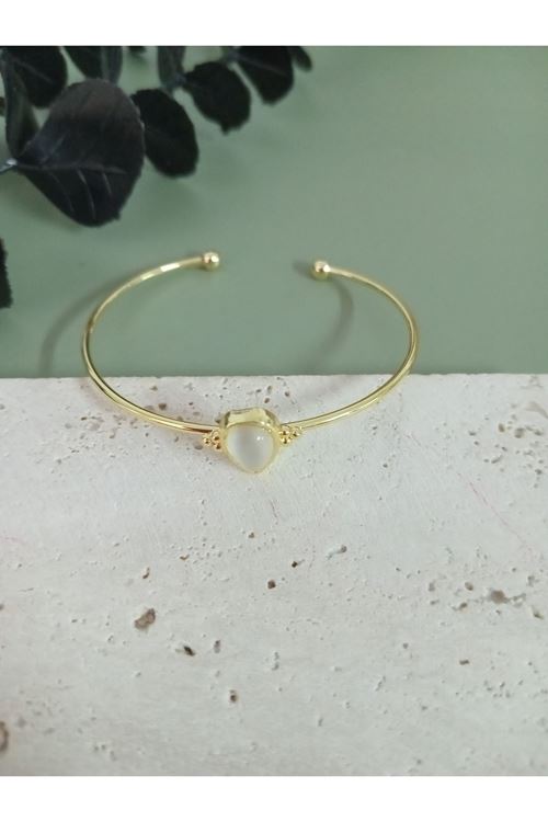 Gold Beyaz Damla Taşlı Çıtır Bilezik