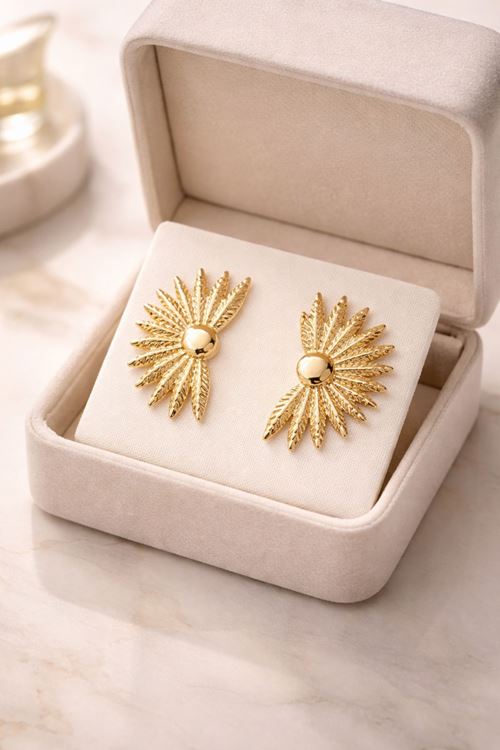 Gold Yarım Papatya Küpe