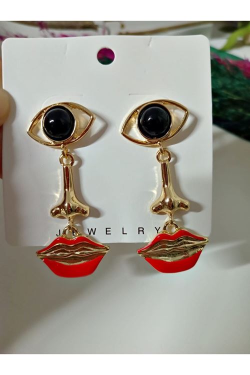 Göz Burun Dudak Gold Kadın Küpe