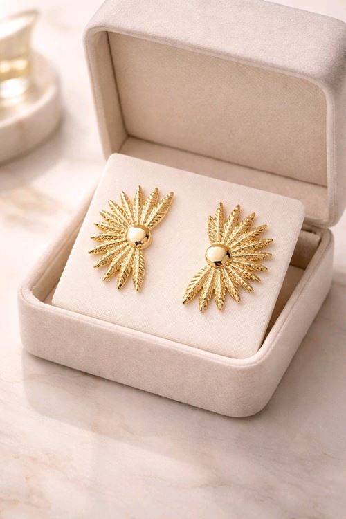 Gold Yarım Papatya Küpe