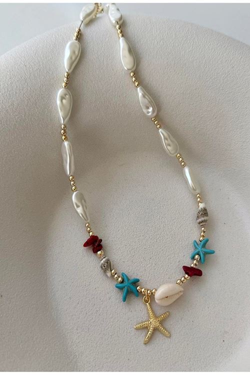 İnci Deniz Yıldızı Charmlı Elegant Kolye