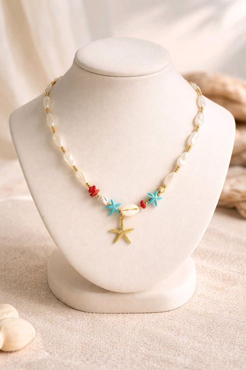İnci Deniz Yıldızı Charmlı Elegant Kolye