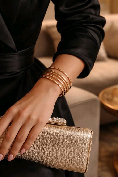 Marka Model, 4 Adet Gold Bilezık, Çap:7cm