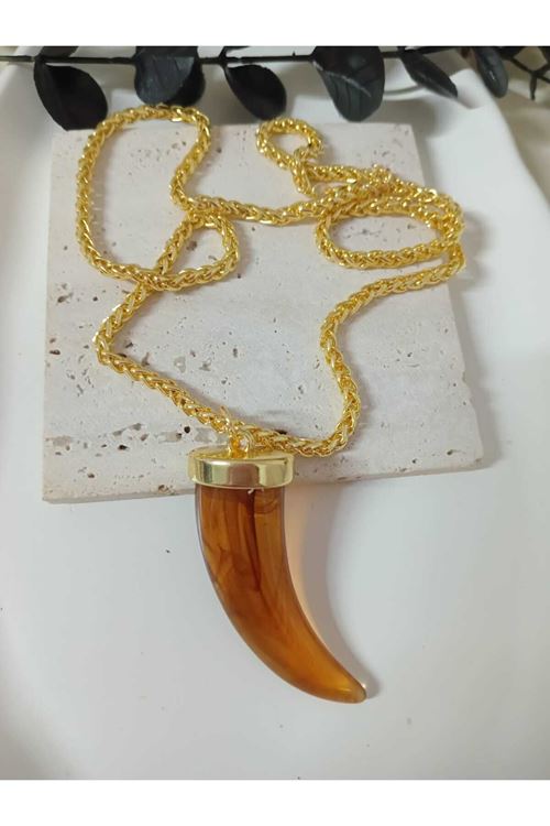 Kahverengi Fildişi Gold Elegant Tarz Kolye