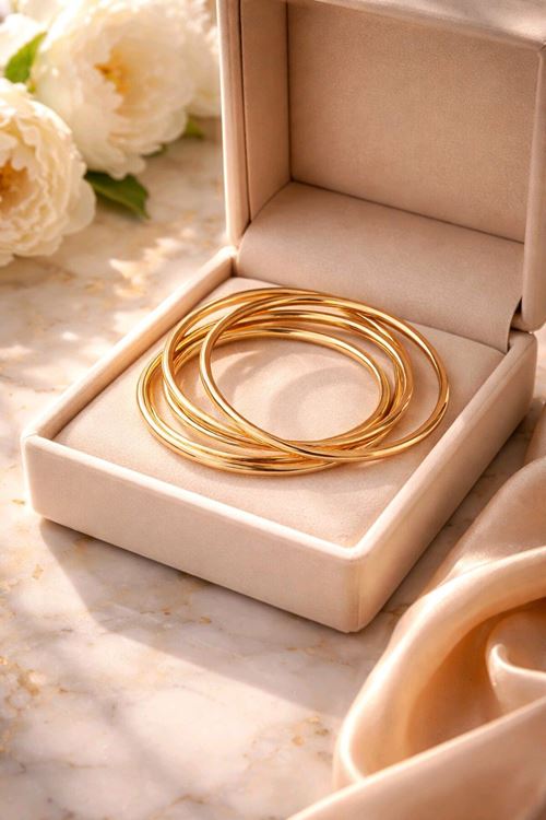 Marka Model, 4 Adet Gold Bilezık, Çap:7cm