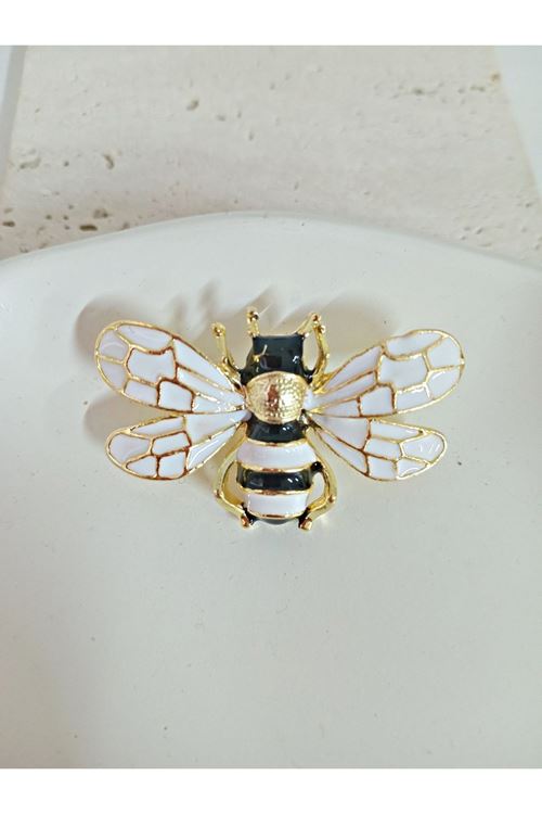 Gold Beyaz Arı Broş