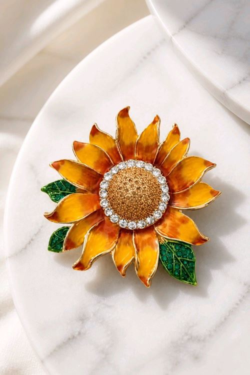 Ayçiçeği Broş, Genişlik:6cm Uzunluk:5cm
