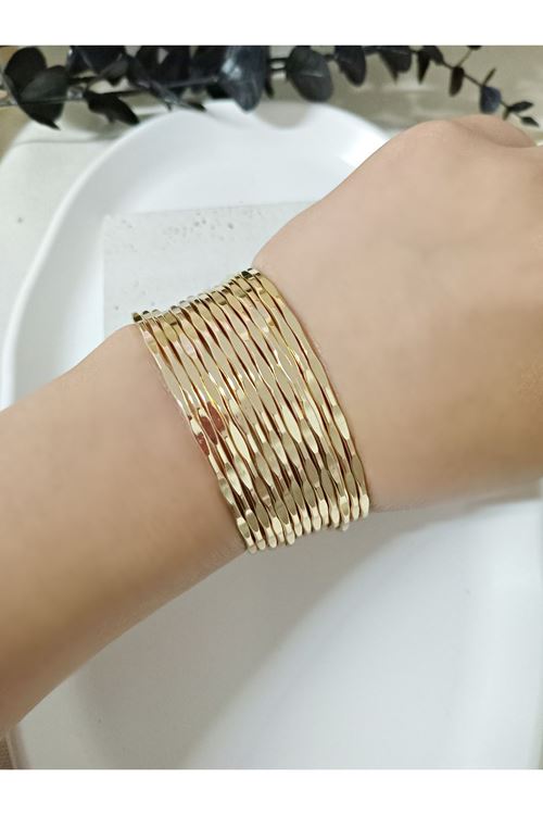 14 Halkalı Gold Kelepçe Bilezık