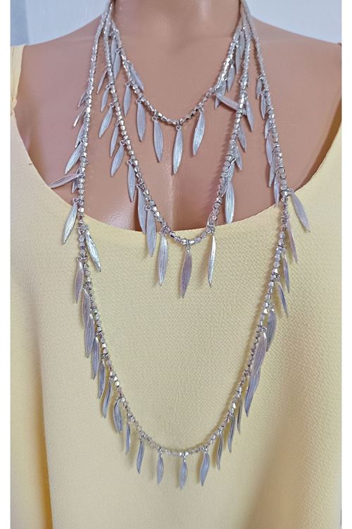 Marka Model,Gümüş Çoklu Uzun Elegant Kolye
