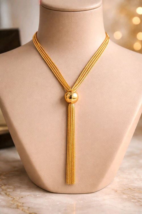 Gold Çoklu Zincir Şık Elegant Y Kolye