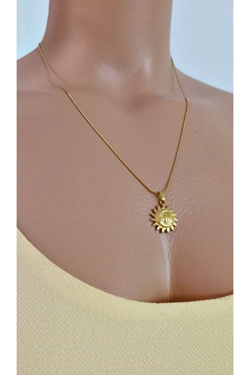 Paslanmaz Çelik Gold Güneş Ay Kolye