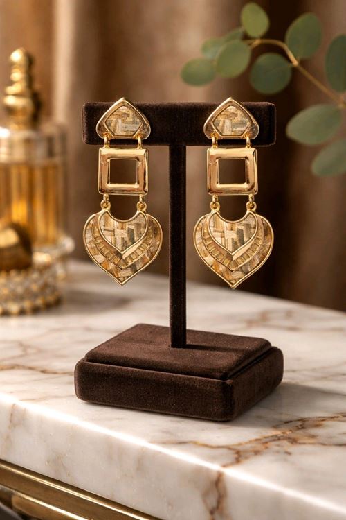 Gold Kahve Tonlu Etnik Hafif Küpe