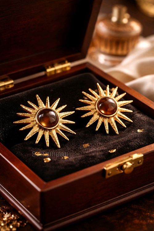 Çelik Gold Kahverengi Güneş Hafif Küpe