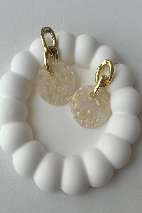 Krem Gold Büyük Kadın Küpe, Abiye, Günlük