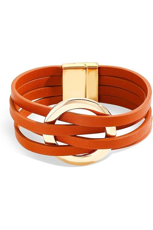 Turuncu Gold Tokalı Bileklik