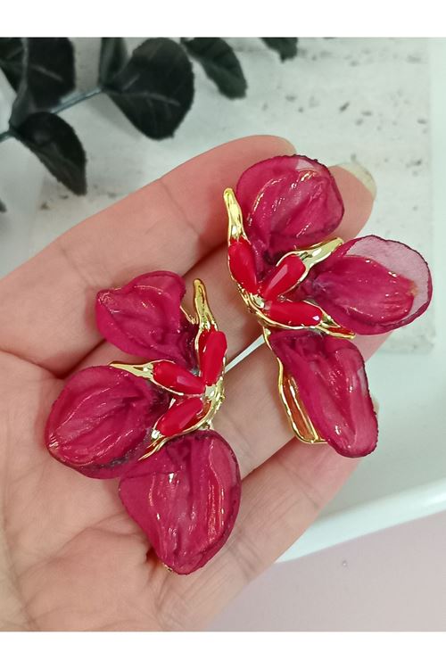 Marka Model, Kırmızı Tüllü Kadın Küpe