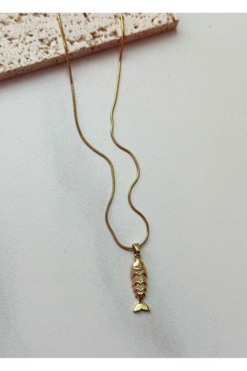Paslanmaz Çelik Gold Balık Uçlu Kolye