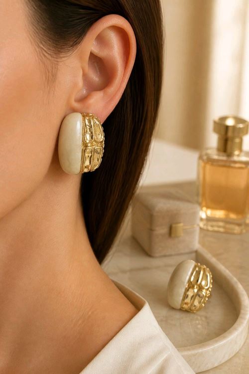 Marka Model, Gold Krem Büyük Küpe