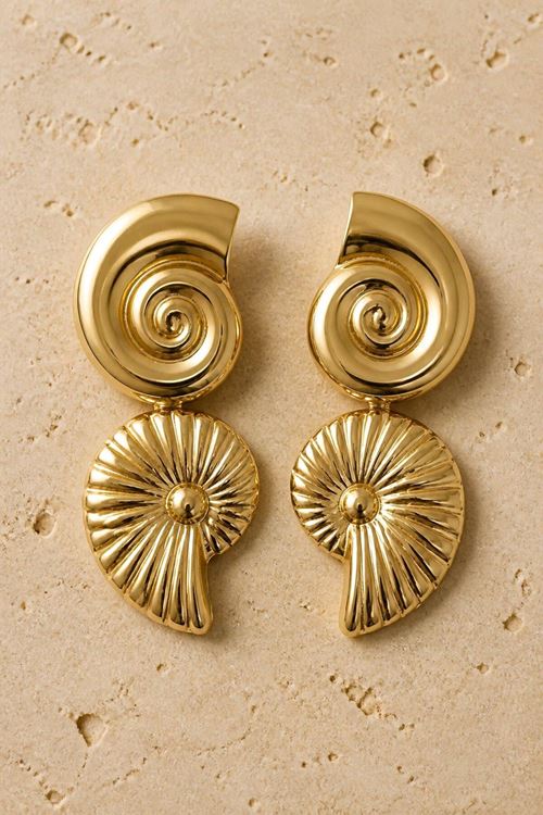Gold Sallantılı Turuncu Mercan Küpe