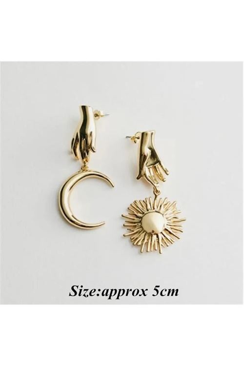 Gold Ay ve Güneş Hafif Kadın Küpe