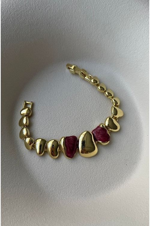 Bordo Mineli Gold Kadın Bileklik