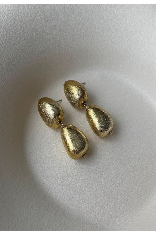 Mat Gold Sallantılı Büyük Kadın Küpe