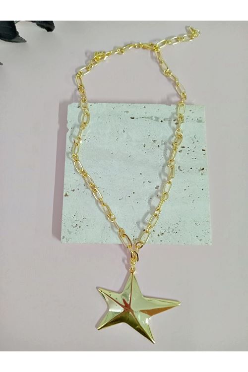 Çelik Gold Büyük Yıldız Kadın Kolye