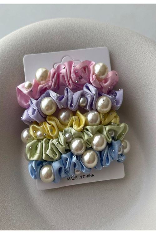 5 li Set İncili Lastik Toka