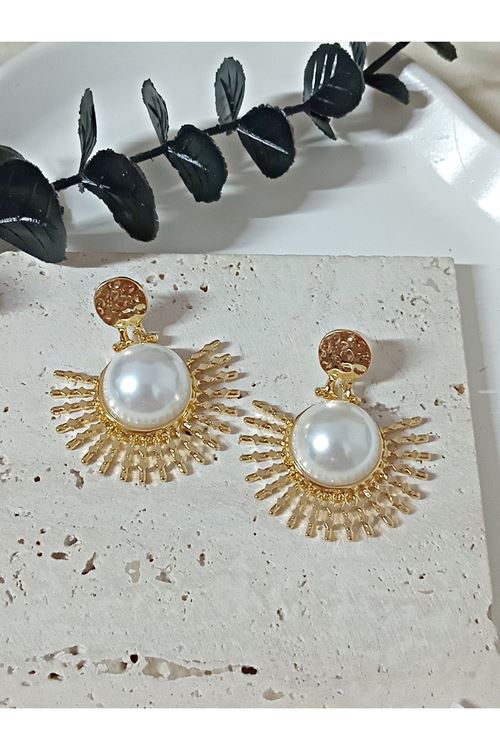 İnci Güneş Gold Hafif Kadın Küpe