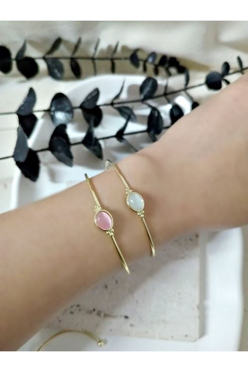Gold Beyaz Taşlı Çıtır Bilezik