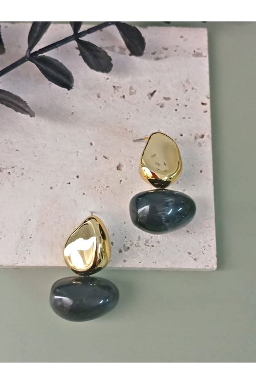 Siyah Gold Bonbon Hafif Şık Küpe