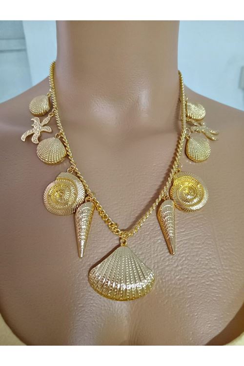 Marka Kolye, Gold Deniz Kabuğu Charmlı Elegant Kolye