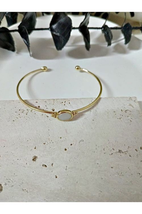 Gold Beyaz Taşlı Çıtır Bilezik