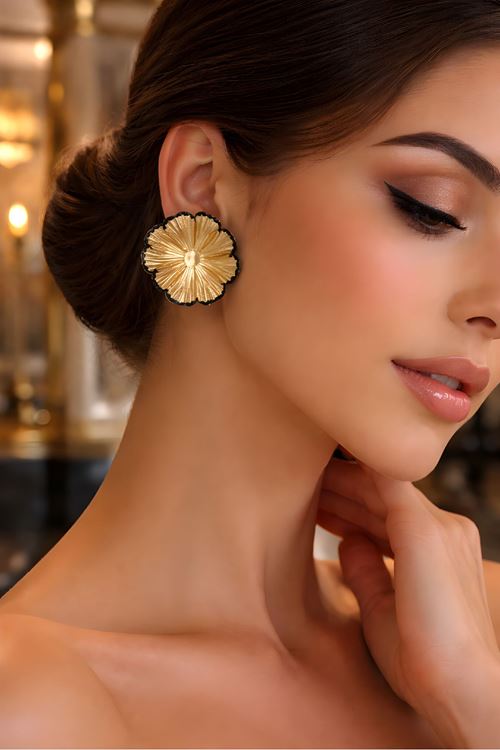 Marka Model, Çelik Gold Lotus Küpe