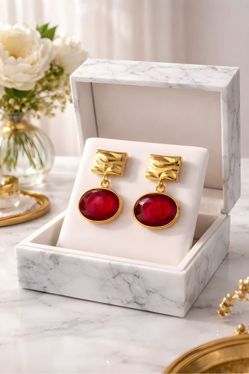 Gold Bordo Küpe