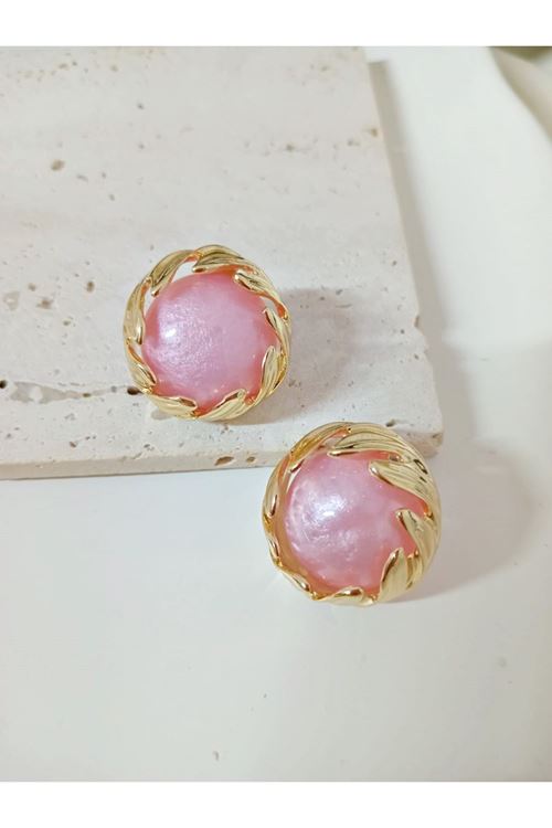 Pembe Gold Çok Şık Kadın Küpe
